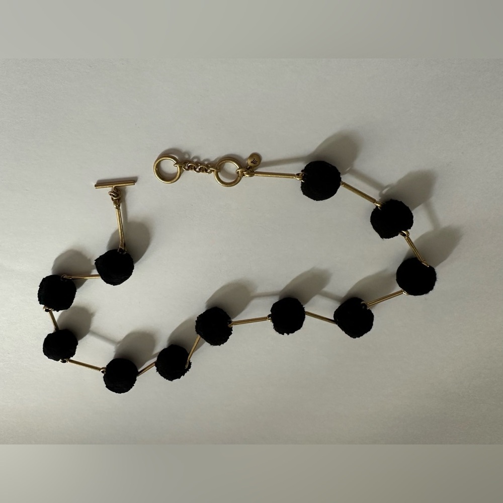 Madewell Black Pom-Pom Gold Link Toggle Necklace - Picture 6 of 10